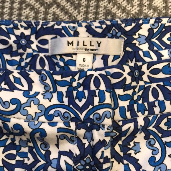 Milly For Design Nation Kaleidoscope Blue Capri Crop Pant Trouser Relaxed Fit - Picture 4 of 8